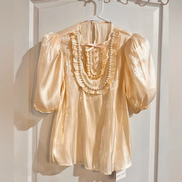 NWT Dear Jose Ivory Organza Blouse - Picture 2 of 14